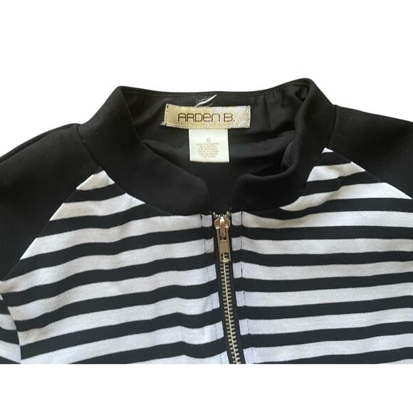 Arden B Womens/Teen Black and White Strip Jacket Size Small Vintage Cropped - Picture 3 of 6